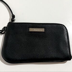 Calvin Klein Black Pebbled Leather Wristlet fits phones